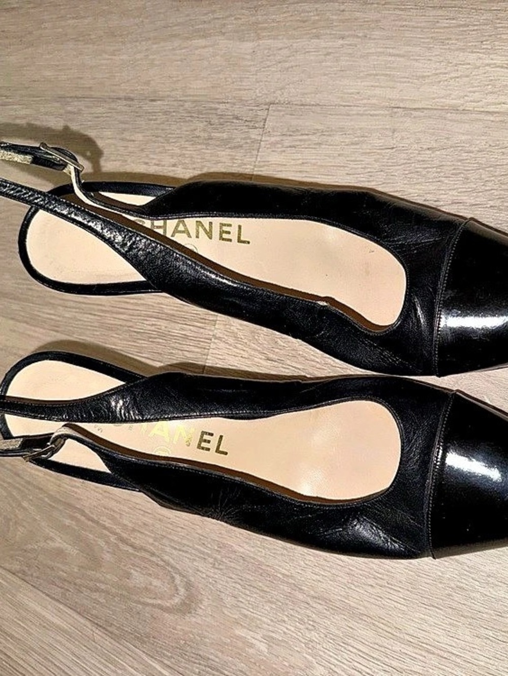 Vintage USED Chanel Black Slingback Heels EU 38